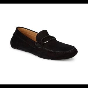 Leather drivers with braided trim, slip on style